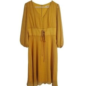 Le Lis Midi‎ Mustard Womens Long Sleeve Dress Size Large